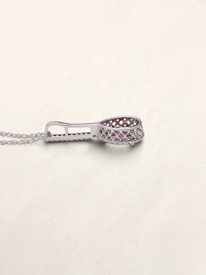 14k White Gold Ruby & Diamond Necklace