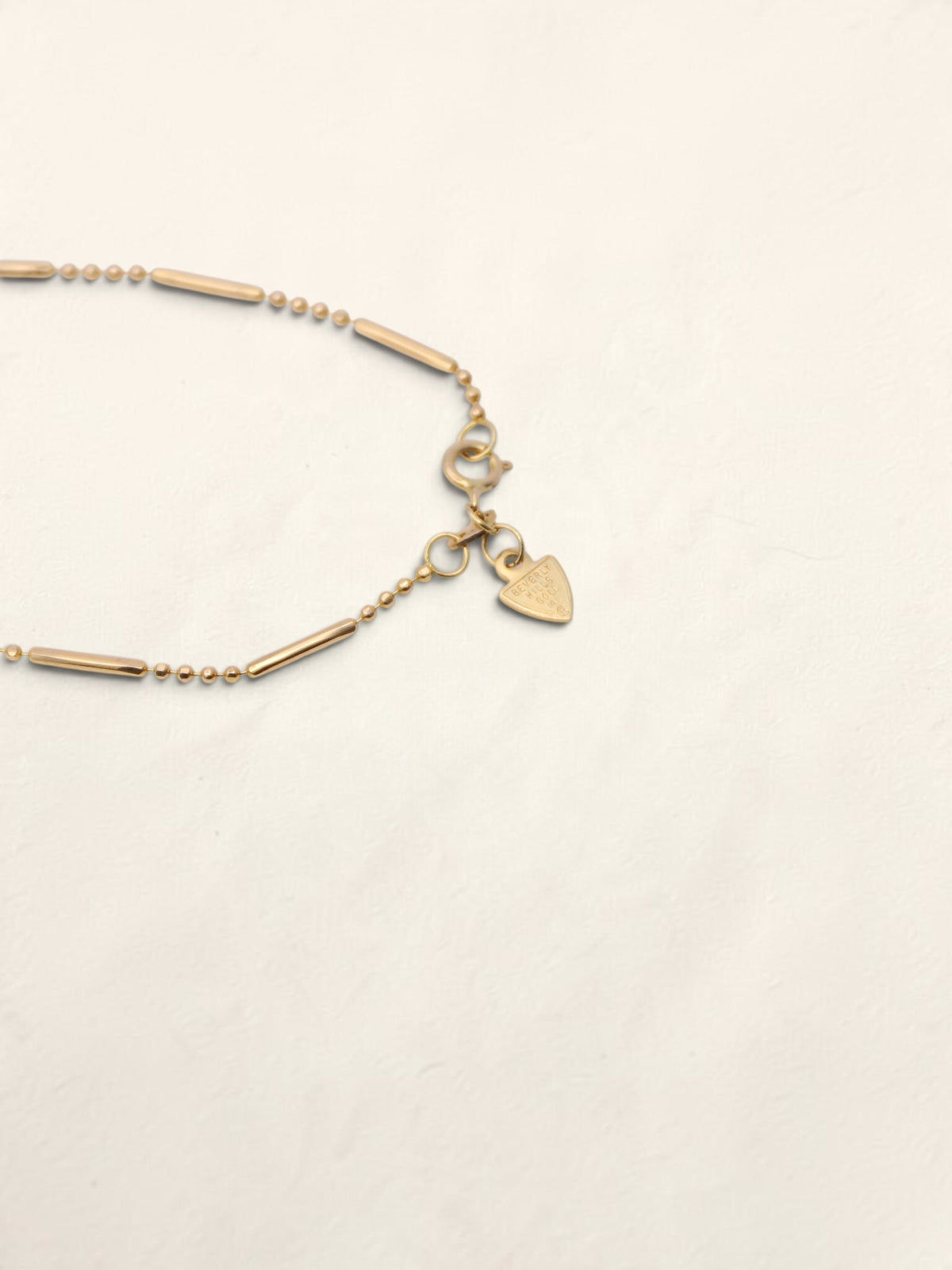 14K Yellow Gold Beaded Bar Necklace