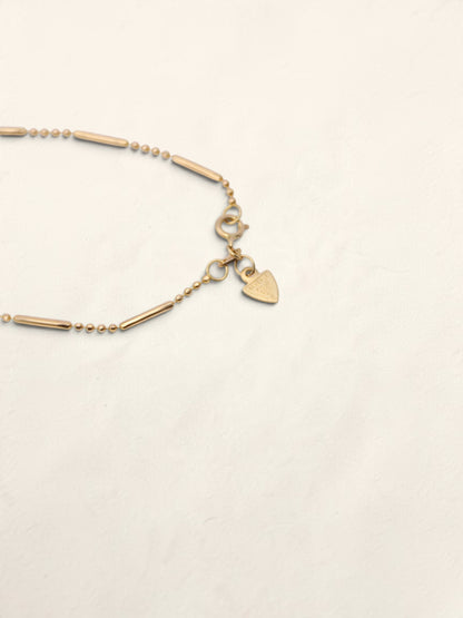 14K Yellow Gold Beaded Bar Necklace