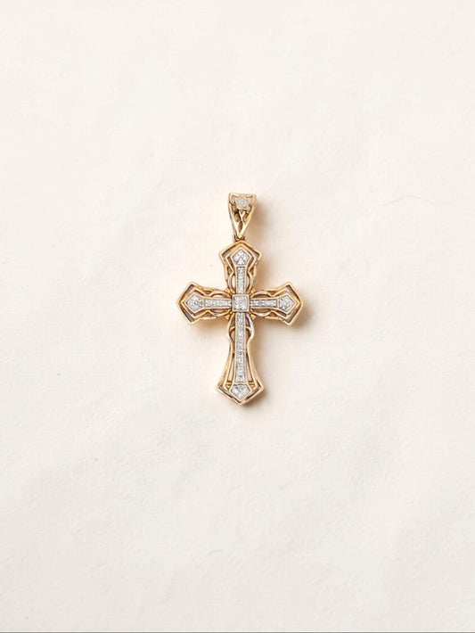 10K Yellow Gold Diamond Cross Pendant