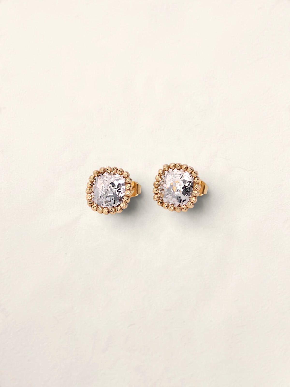 18K Two-Tone Mirror Earrings