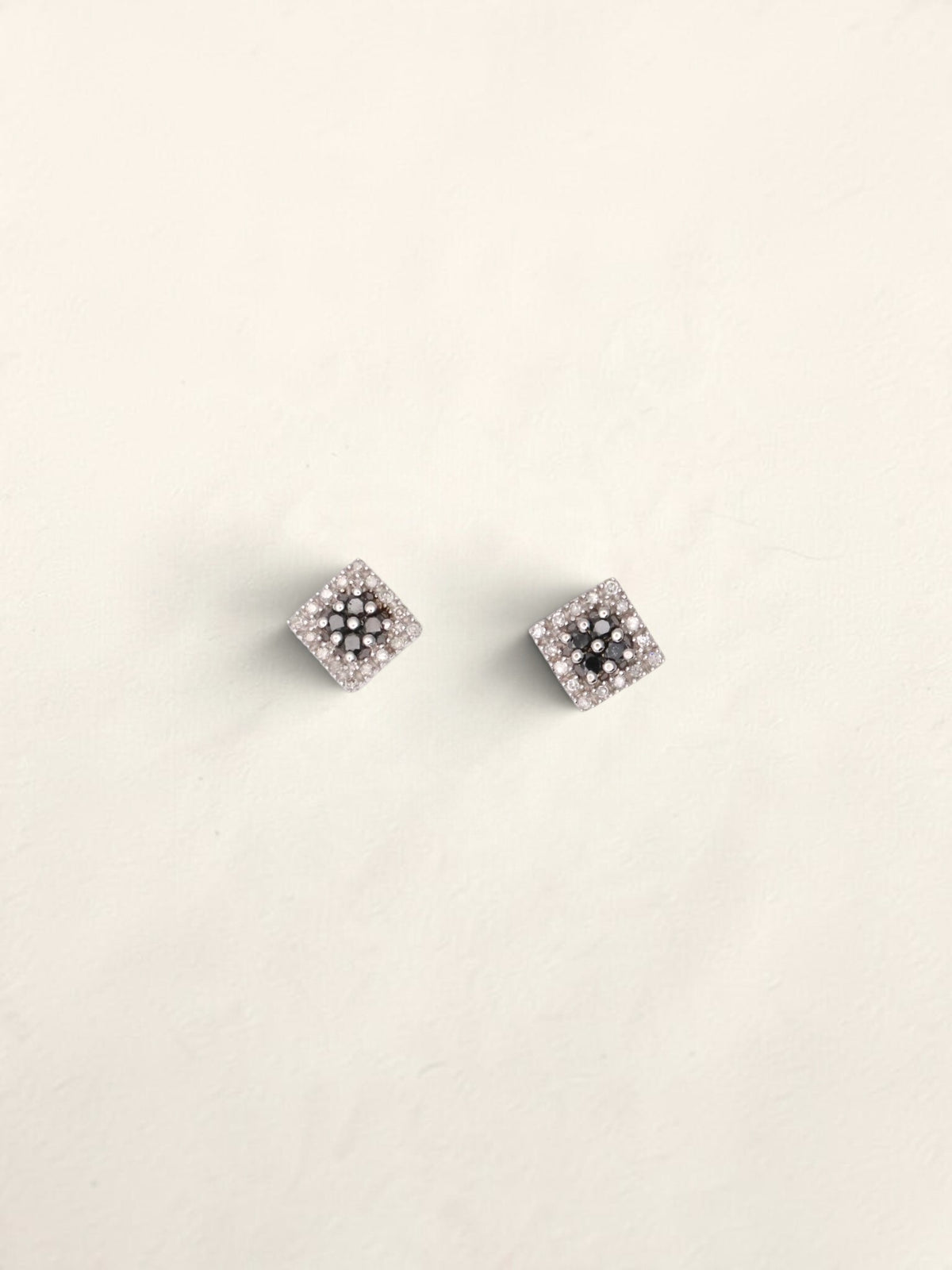 14K White Gold Black and White Diamond Earrings