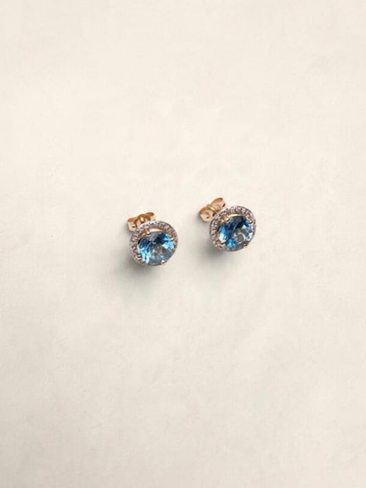 14k Swiss Blue Topaz Stud Earrings