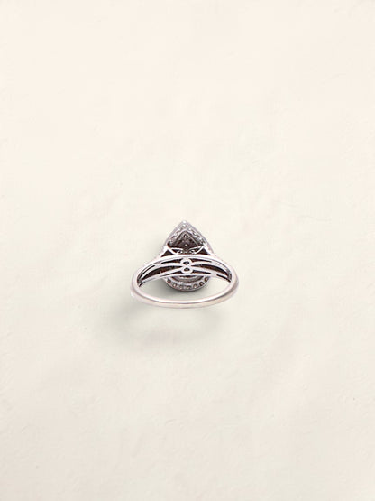 10K White Gold Pear Diamond Ring