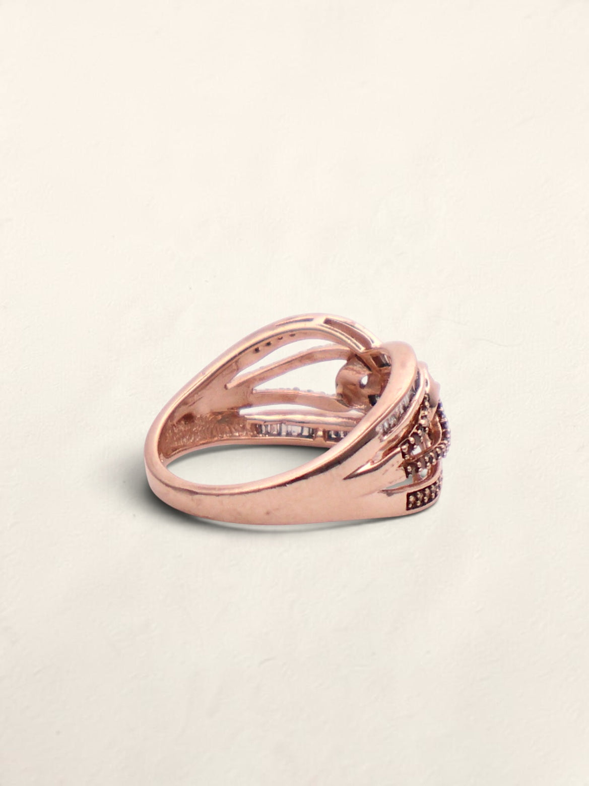 10k Rose Gold White & Chocolate Diamond Knot Ring