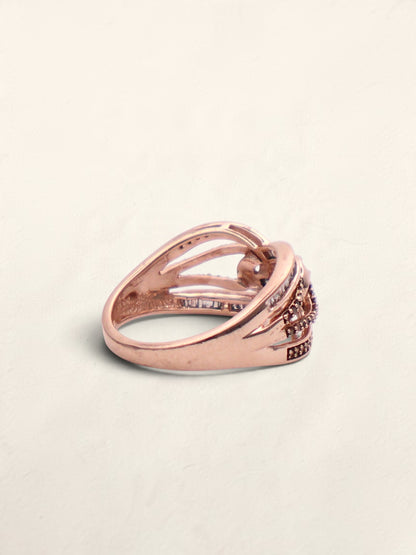 10k Rose Gold White & Chocolate Diamond Knot Ring
