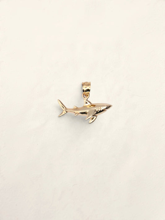 14K Yellow Gold Shark Pendant