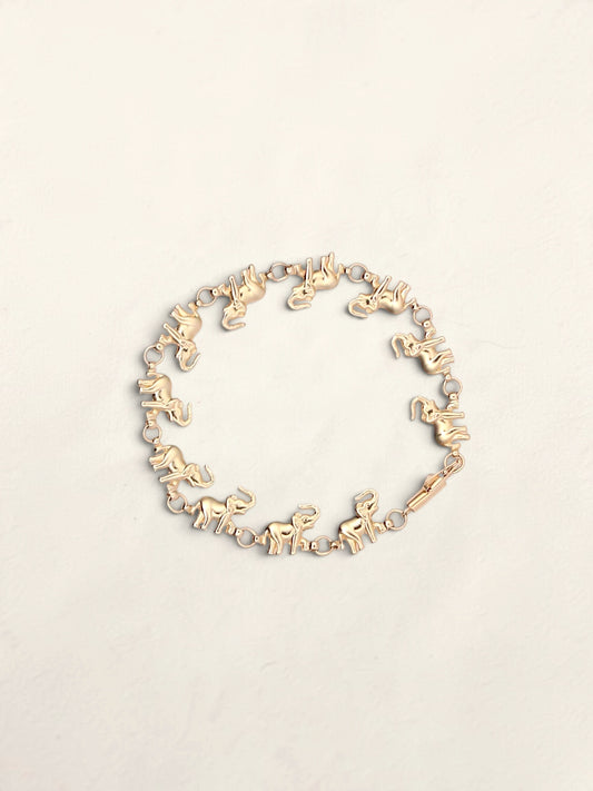 14K Yellow Gold Elephant Bracelet
