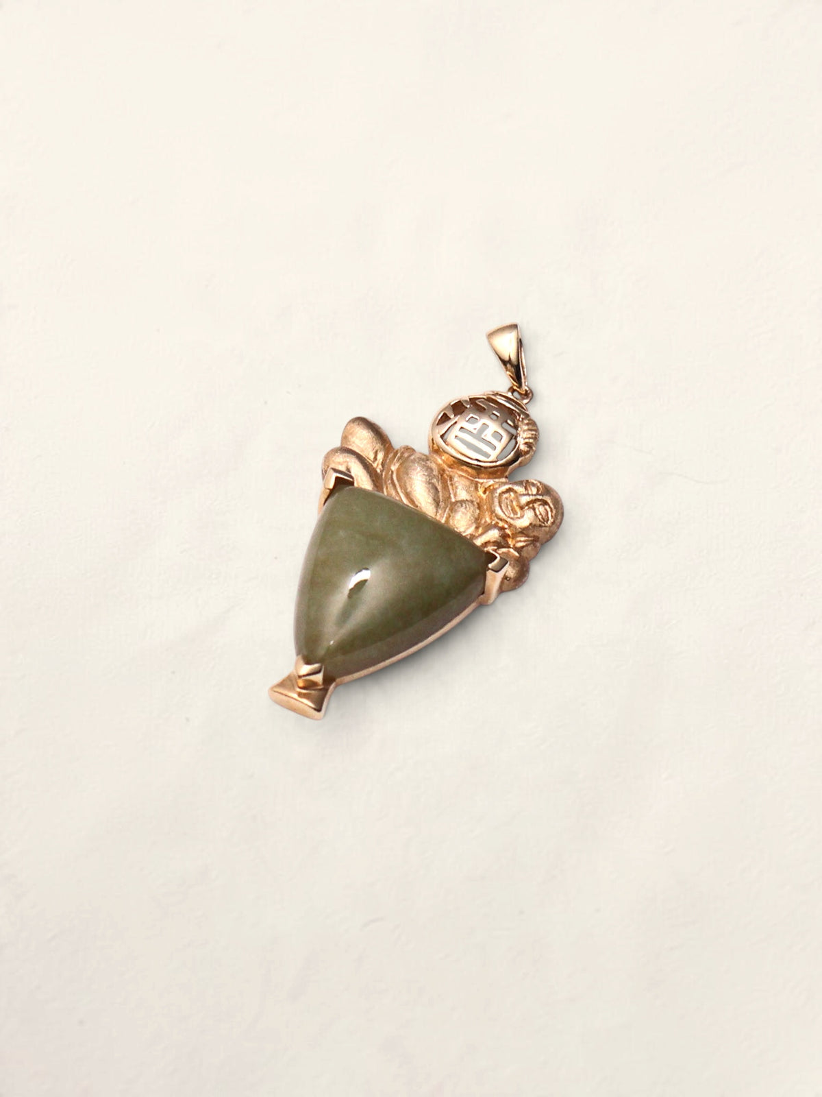 14k Jade Buddha Pendant