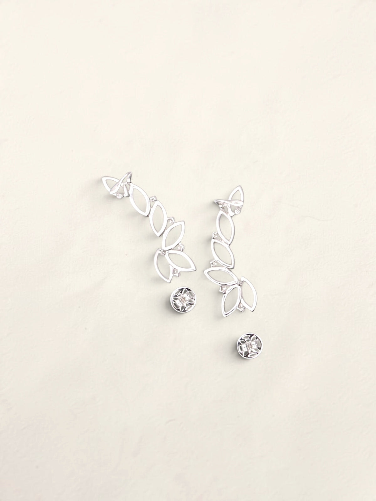 14K White Gold Diamond Ear Climbers