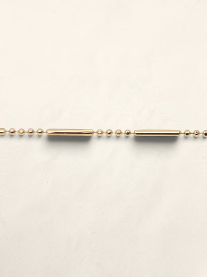 14K Yellow Gold Beaded Bar Necklace