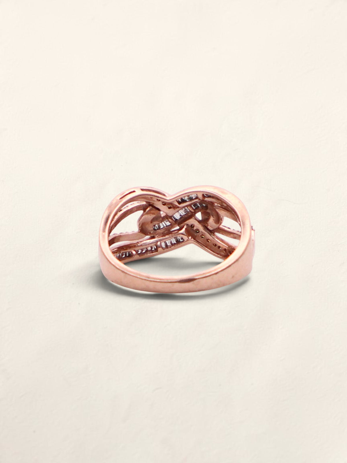 10k Rose Gold White & Chocolate Diamond Knot Ring