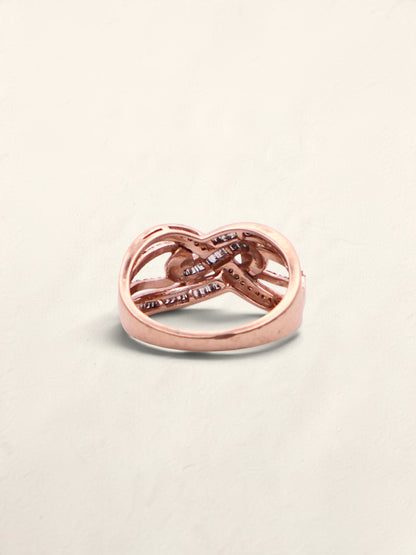 10k Rose Gold White & Chocolate Diamond Knot Ring