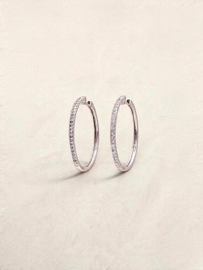 10k White Gold Diamond Hoops