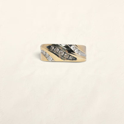 10K Yellow Gold Ring with Brown and White Diamonds