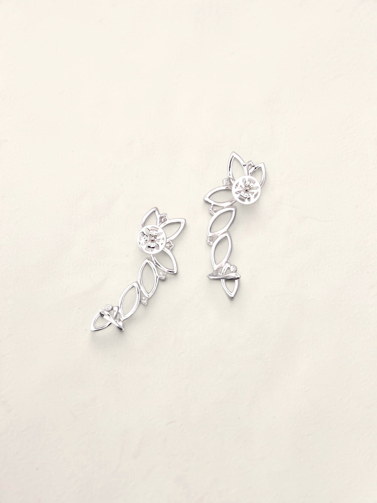 14K White Gold Diamond Ear Climbers