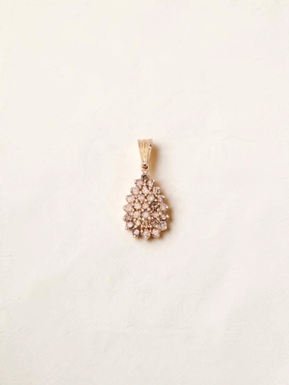 14K Yellow Gold Chocolate Diamond Cluster Pendant