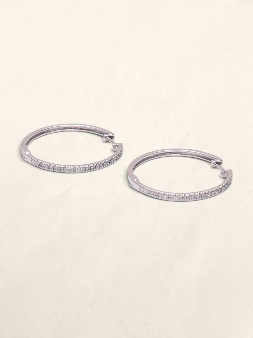 10k White Gold Diamond Hoops