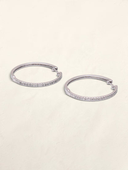 10k White Gold Diamond Hoops