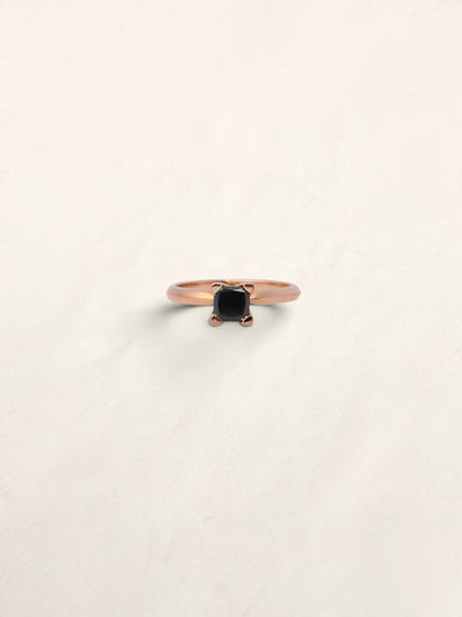 10K Rose Gold Princess Black Diamond Ring