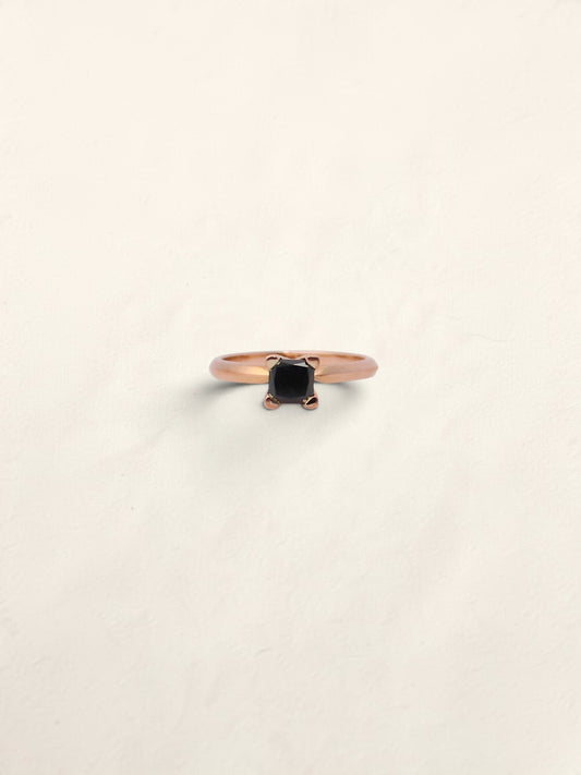 10K Rose Gold Princess Black Diamond Ring