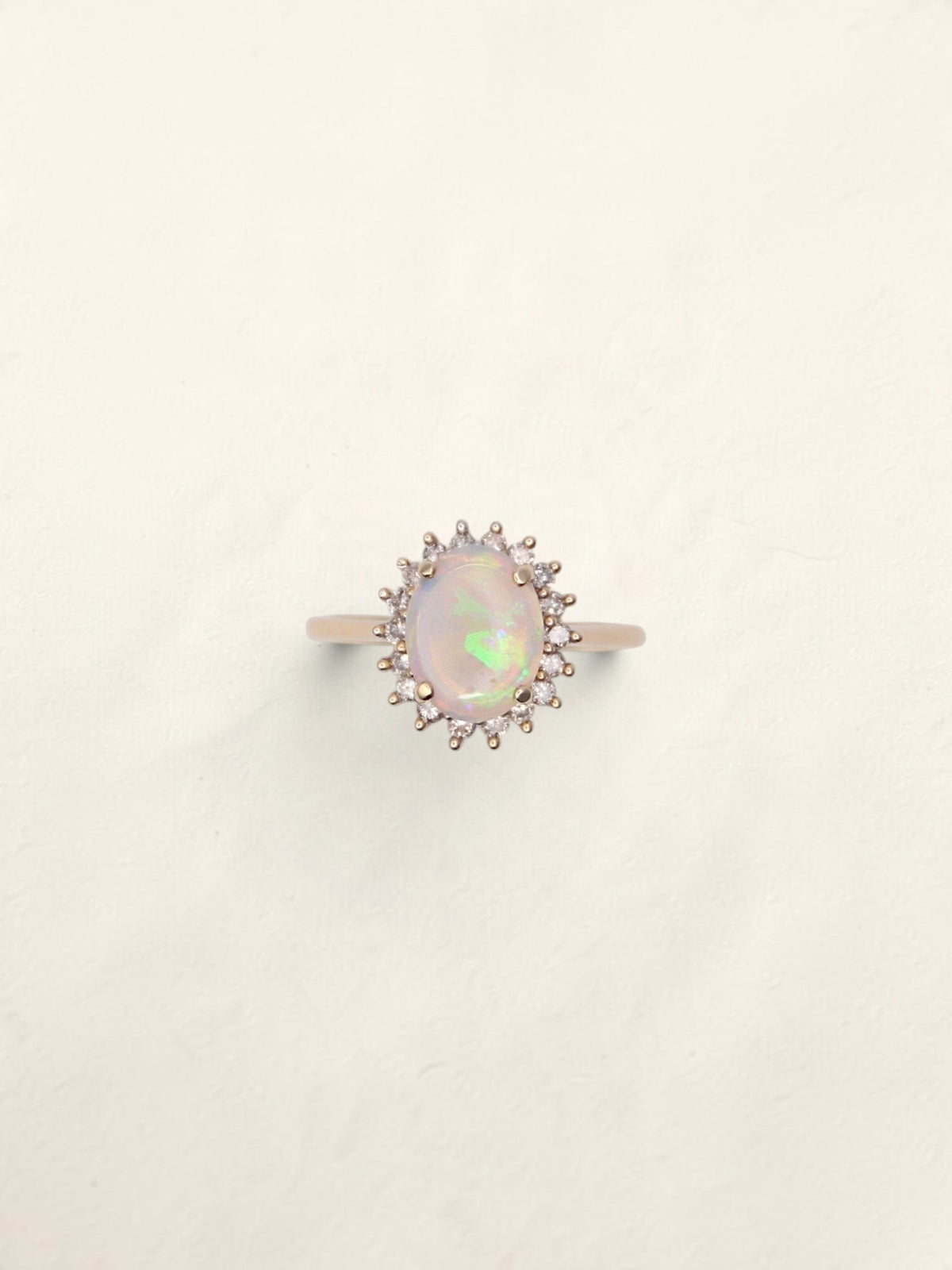 14K Yellow Gold Jelly Opal Diamond Ring