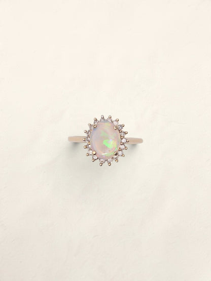14K Yellow Gold Jelly Opal Diamond Ring