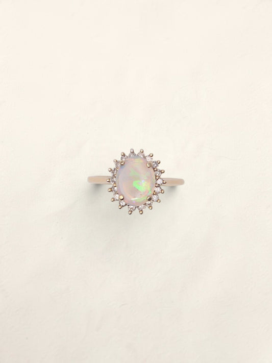 14K Yellow Gold Jelly Opal Diamond Ring