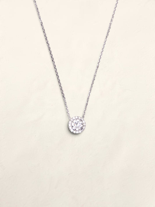 14K White Gold Lab Diamond Pendant Necklace