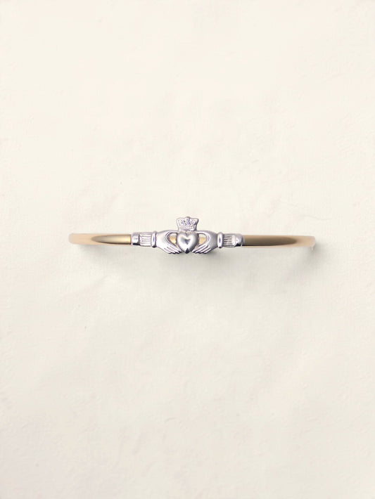 10K Two-Tone Claddagh Bangle