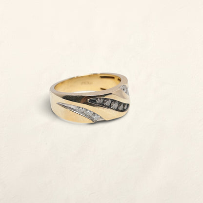 10K Yellow Gold Ring with Brown and White Diamonds