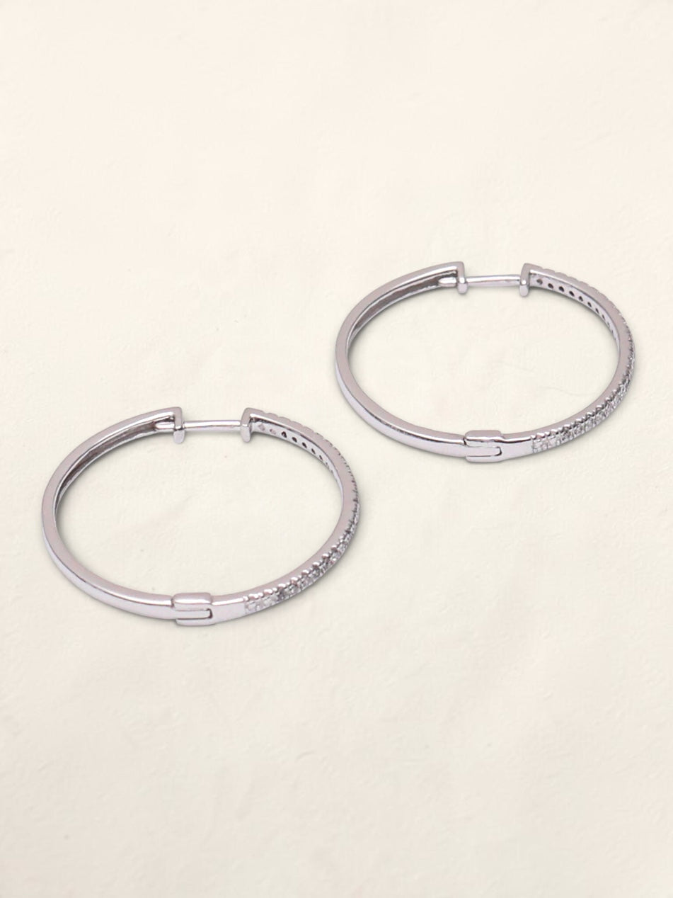 10k White Gold Diamond Hoops
