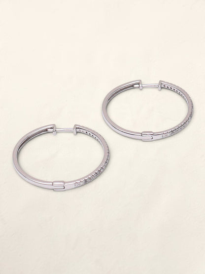 10k White Gold Diamond Hoops