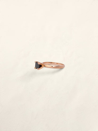 10K Rose Gold Princess Black Diamond Ring