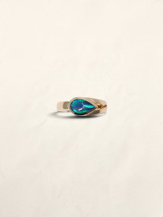14K Yellow Gold Boulder Opal Inlay Ring