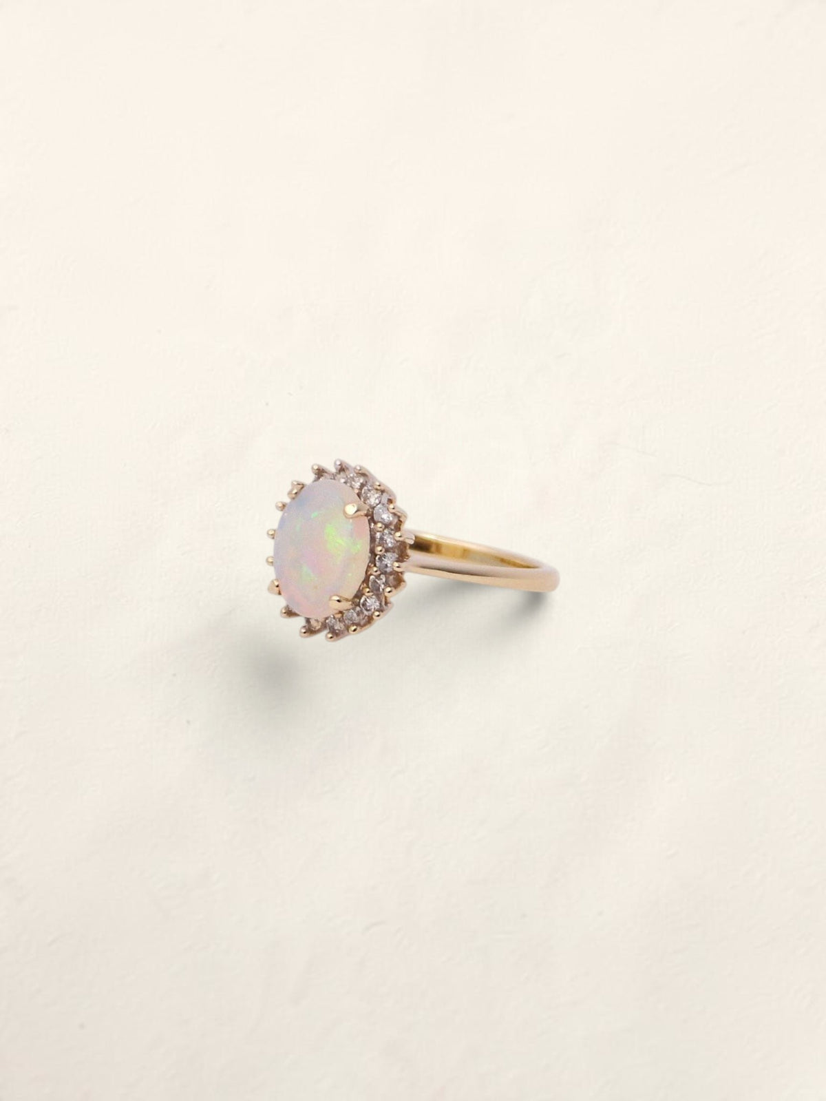 14K Yellow Gold Jelly Opal Diamond Ring