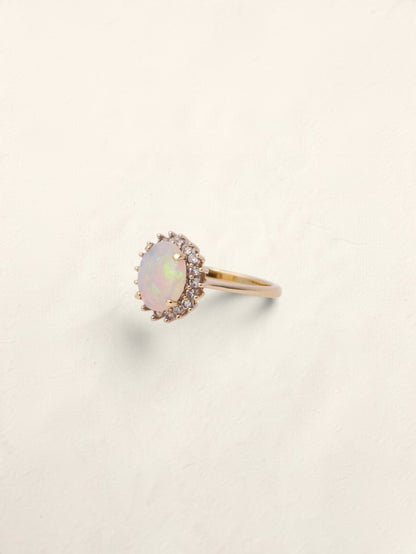14K Yellow Gold Jelly Opal Diamond Ring