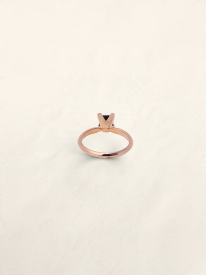 10K Rose Gold Princess Black Diamond Ring