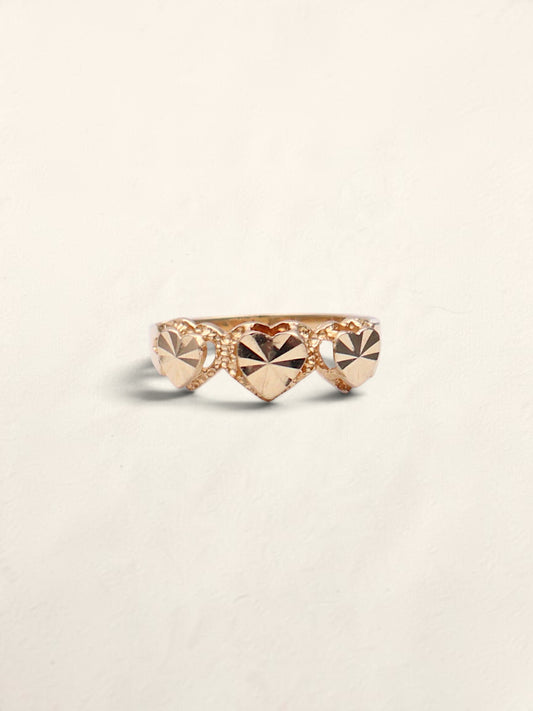 14k Beverly Hills Gold Hearts Ring