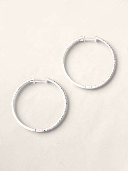 10k White Gold Diamond Hoops