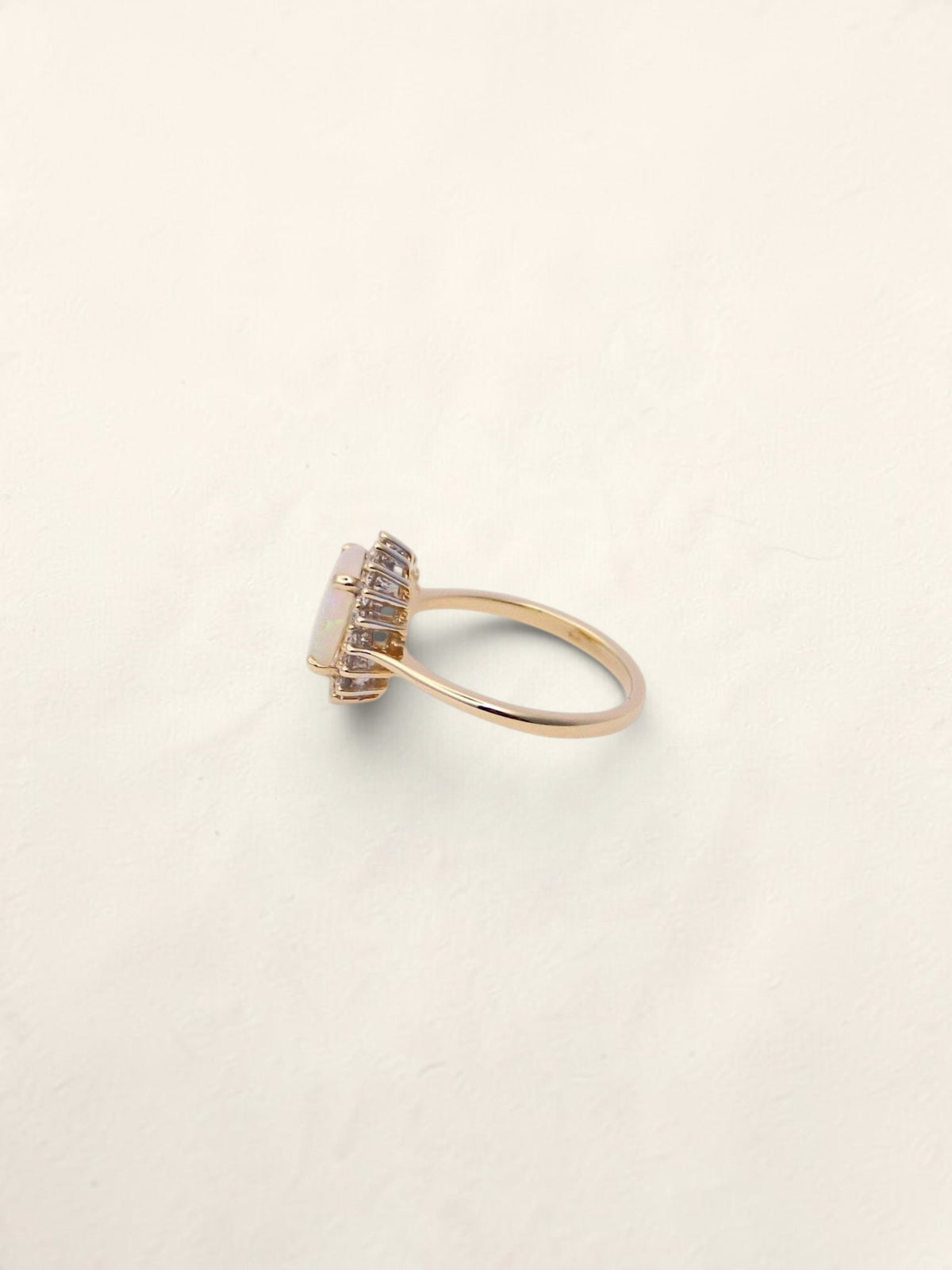 14K Yellow Gold Jelly Opal Diamond Ring