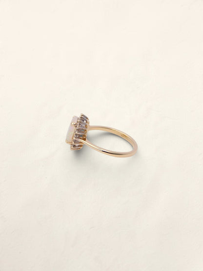 14K Yellow Gold Jelly Opal Diamond Ring