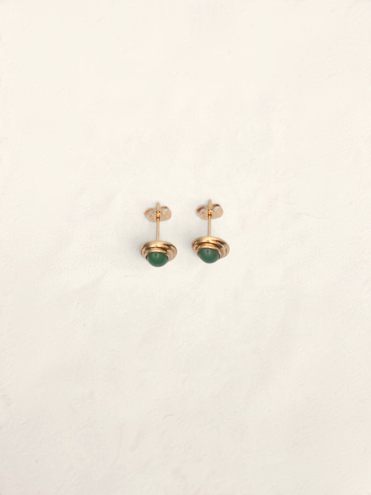 18k Gold Oval Jade Earrings