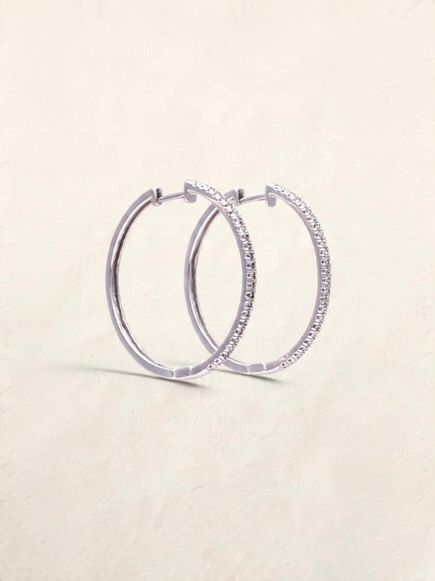 10k White Gold Diamond Hoops