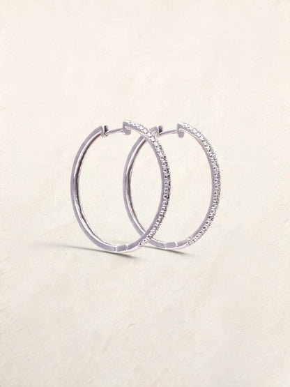 10k White Gold Diamond Hoops