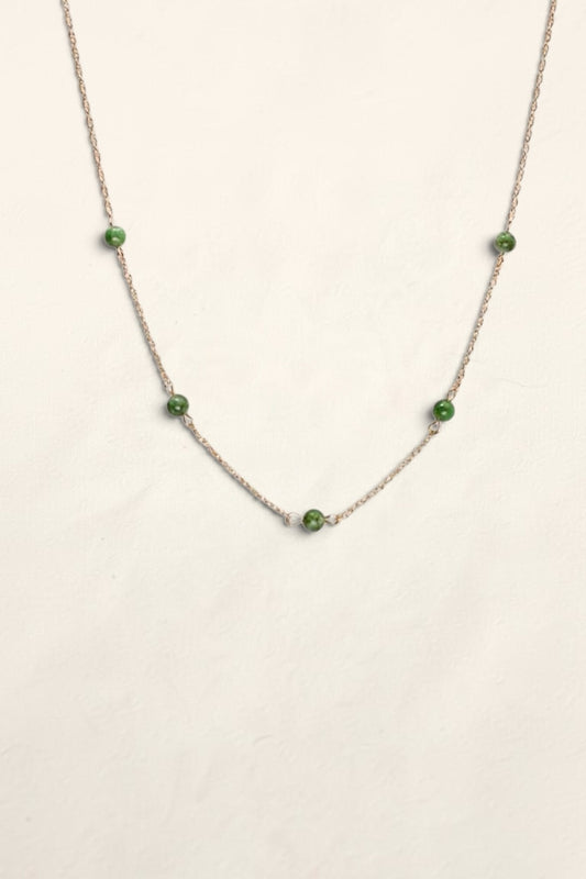 14K Yellow Gold Jade Pendant Necklace