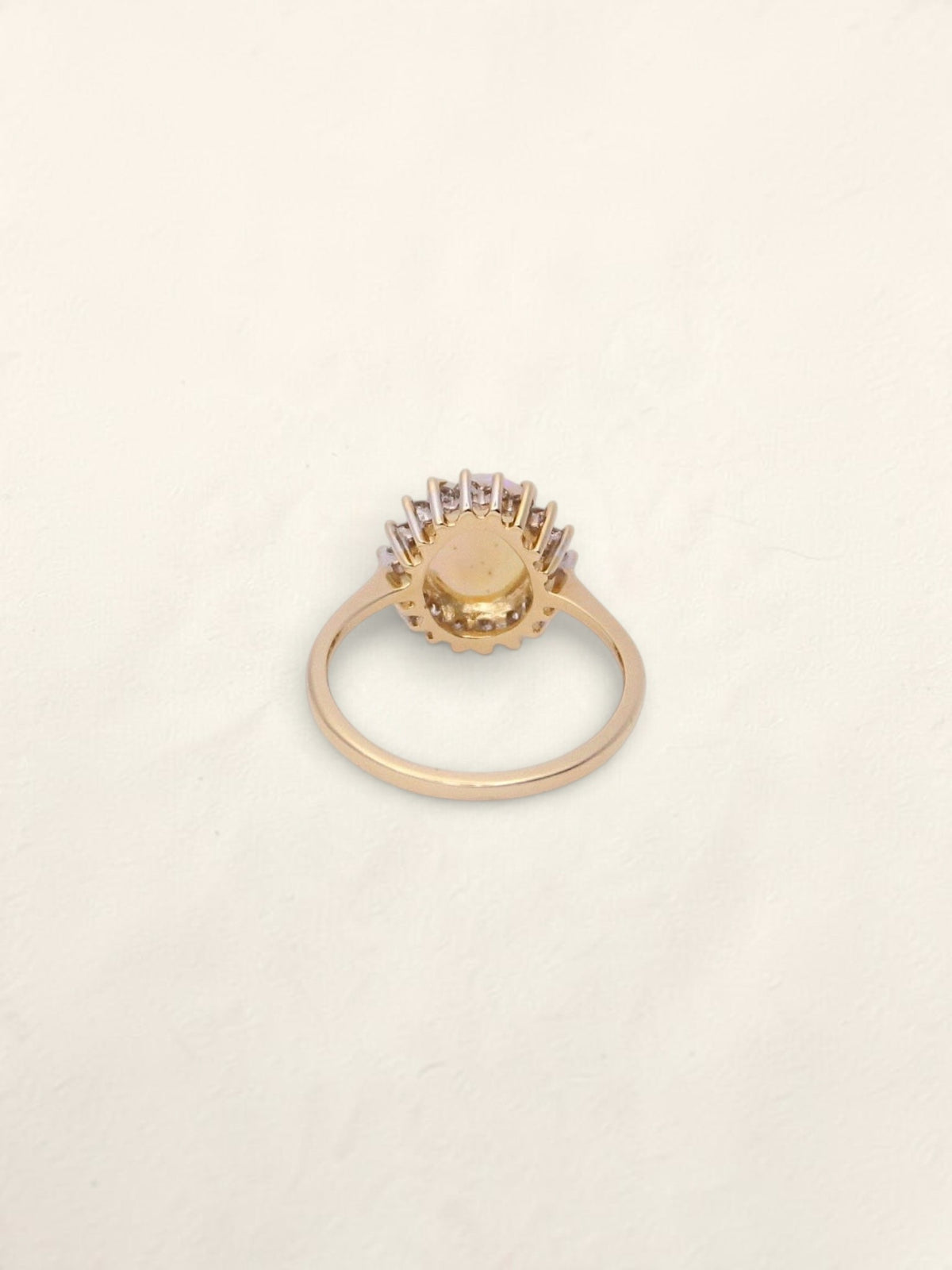 14K Yellow Gold Jelly Opal Diamond Ring