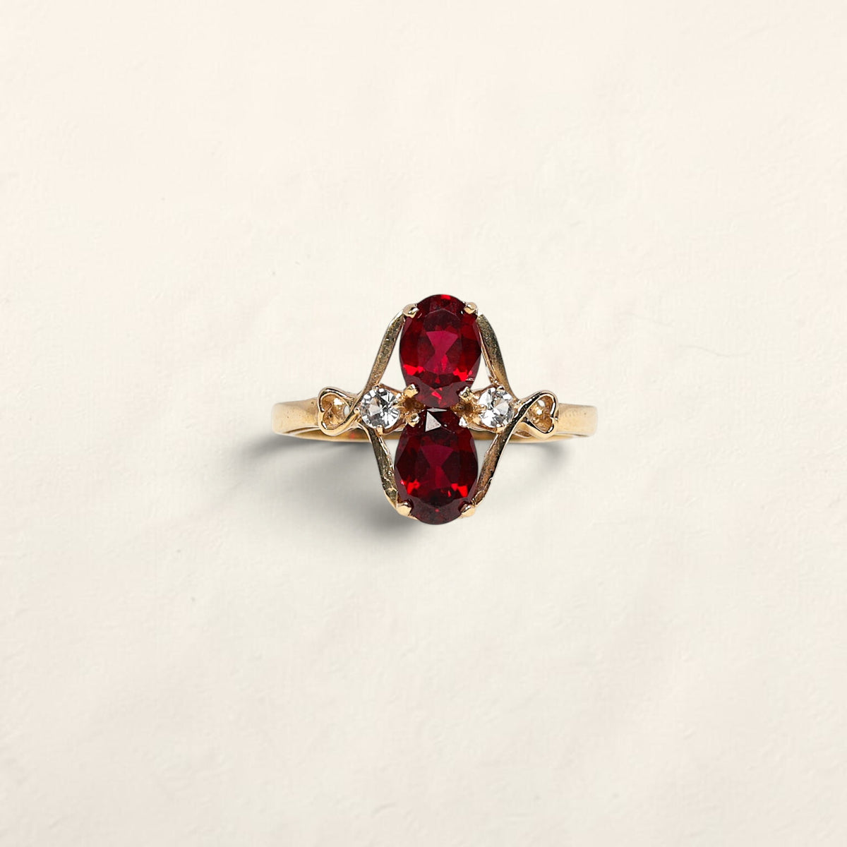 14k Gold Ring with Rubies & CZ Stones