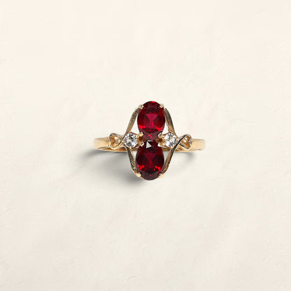 14k Gold Ring with Rubies & CZ Stones