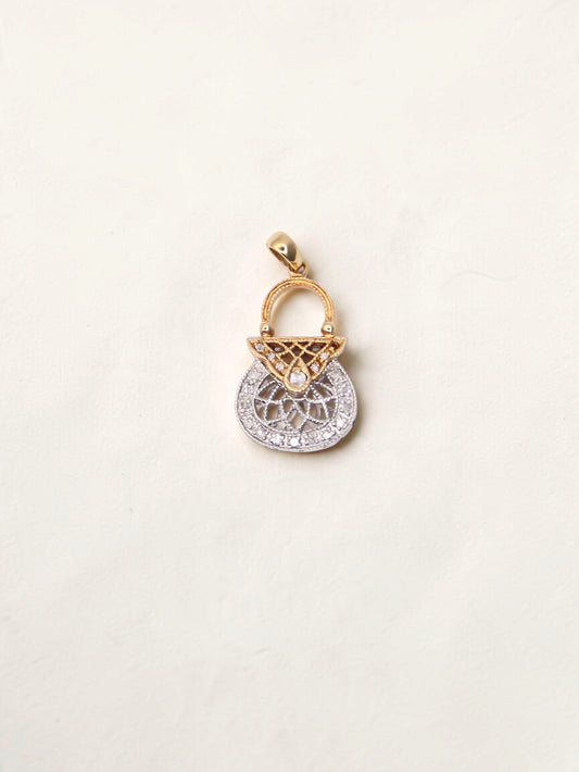 14K Two-Tone Diamond Purse Pendant